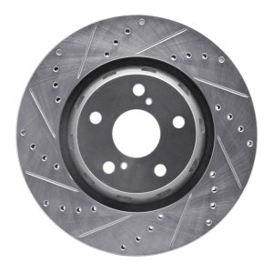 Toyota Venza Brake Rotor (1) - Front Left - R1 Concepts - Drilled & Slotted - Silver - `09-`15